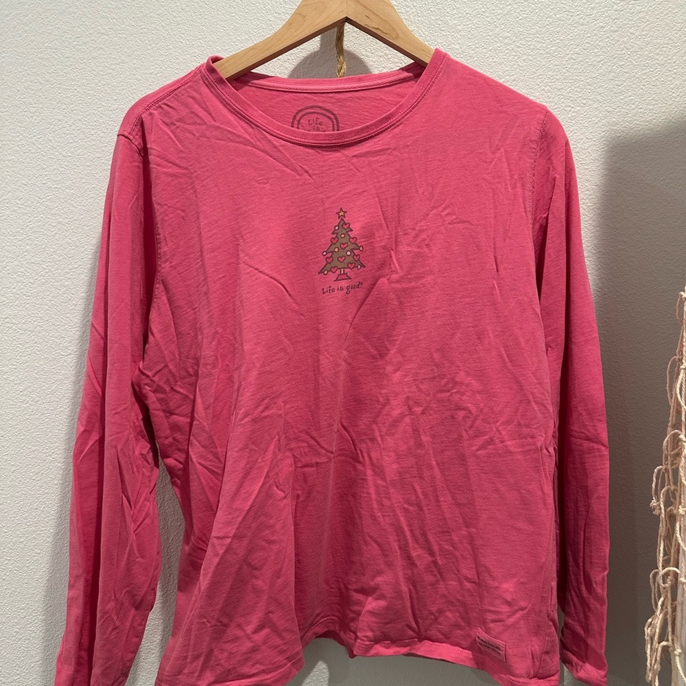 Life Is Good Pink Long Sleeve Shirt